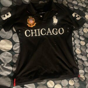 Ralph Lauren Black Polo Shirt with Chicago Embroidery